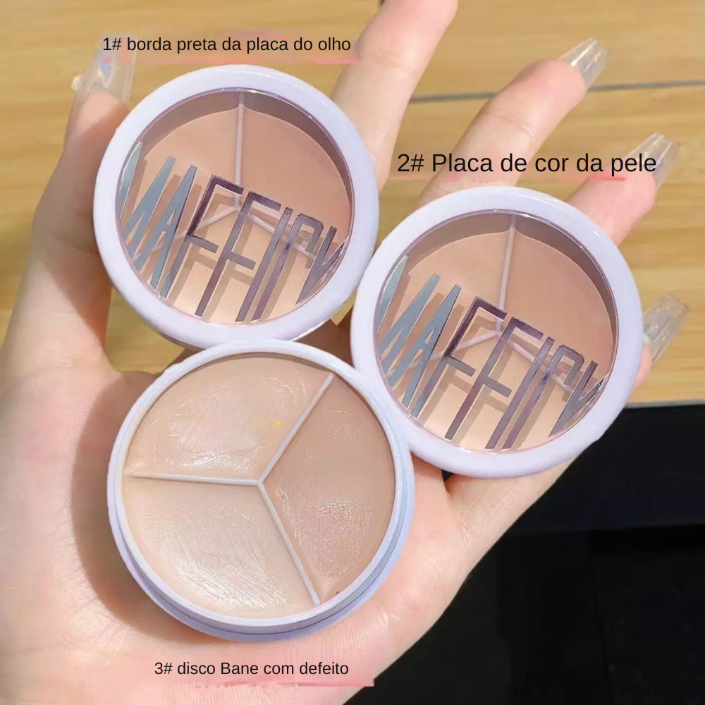 Corretivo de Três Cores — Pele Suave, Contorno Natural e Maquiagem de Longa Duração
