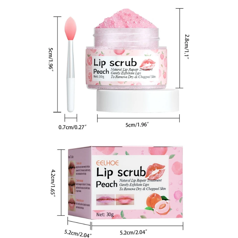 Creme Pêssego Esfoliante Labial Hidratante - Nutre e Repara a Pele Danificada dos Lábios