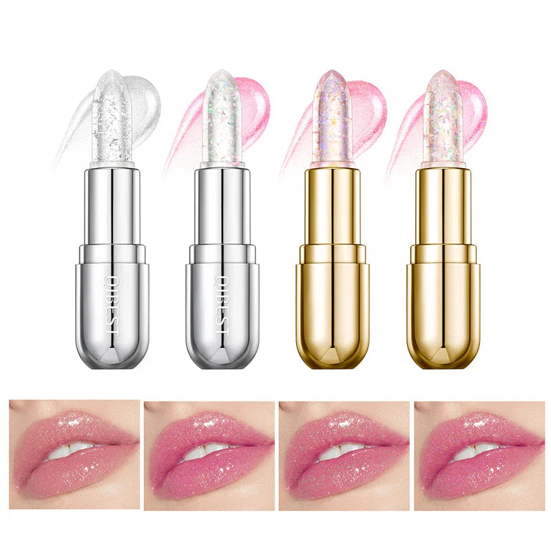 Batom Hidratante com Glitter Gelatinoso Impermeável 24 Horas