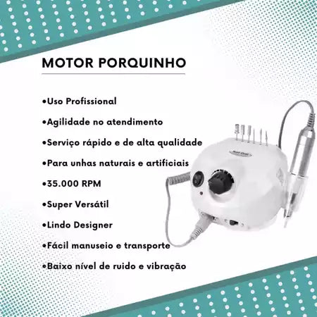 Lixadeira Elétrica Motor Porquinho 30.000-50000 Rpm Profissional Unhas Bivolt Pedal SIOUX Nail Dril