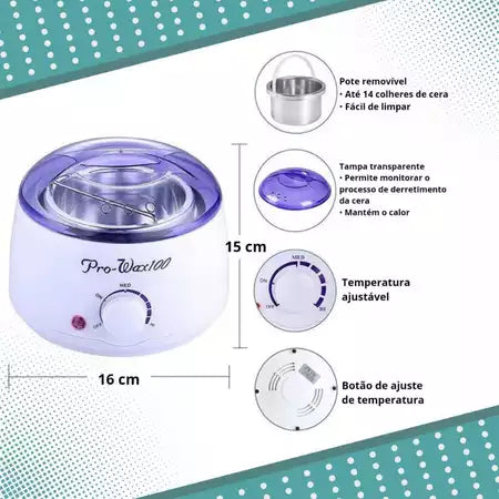 Panela de Cera Termocera Elétrica Aquecedor Depilação Bivolt Pro Wax 1000