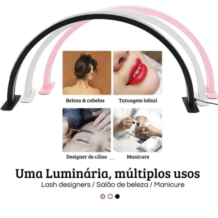 Luminária Arco Meia-Lua De Mesa Para Manicure, Estética, Unhas Com Controle