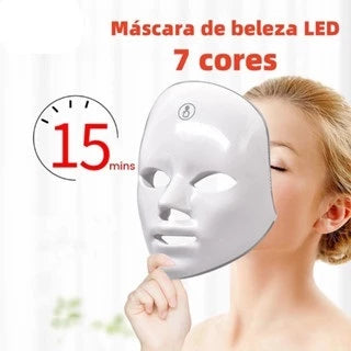 Máscara Facial LED Profissional 7 Cores – Rejuvenescimento da Pele, Acne, SPA e Fototerapia Estética