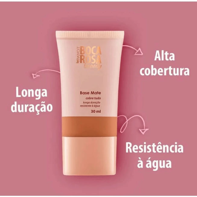 Base Líquida Boca Rosa Matte Perfect - 30ml + Brinde (Máscara de cílios Boca Rosa)
